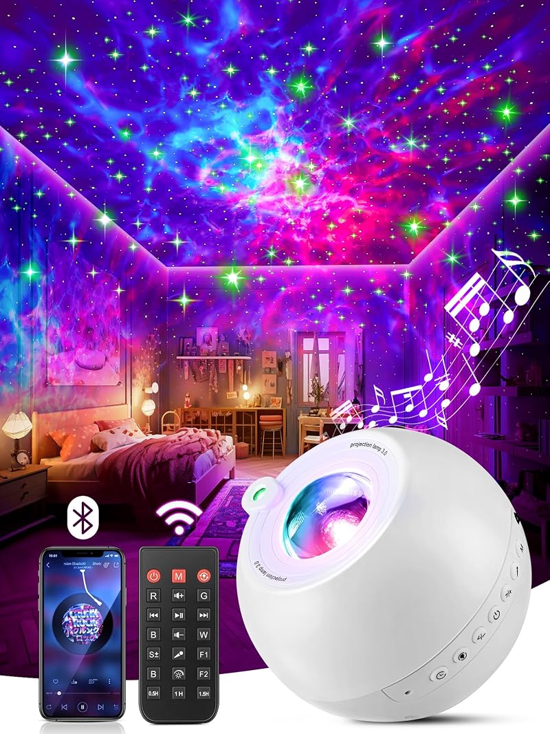 PIKOY Galaxy Projector 360° Lights 7 in 1 White Noise Bluetooth Speaker