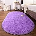 Softlife Fluffy Rugs for Bedroom, Shag Cute Area Rug for Girls/Boys and Kids Baby Room Home Decor, 2.6 x 5.3 Feet Oval Indoor Carpet for Nursery Dorm Living Room, Purple
