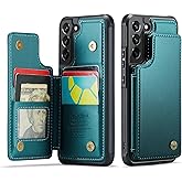 Vinich for Samsung Galaxy S22 Plus Wallet Case with Card Holder, RFID Blocking Credit Slots Kickstand Shockproof Phone Cover Fit for Galaxy S22 Plus 6.6" Bluish Green