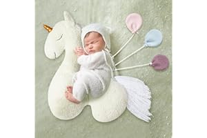 Yousoontic 1 Pcs Newborn Single Side Baby Photography Props with 3 Cotton Cloth Balloons Unicorn Horse Pillow Newborn Photo Props for Girl Boy Animal Shaped Posing Props Photoshoot Baby Accessory
