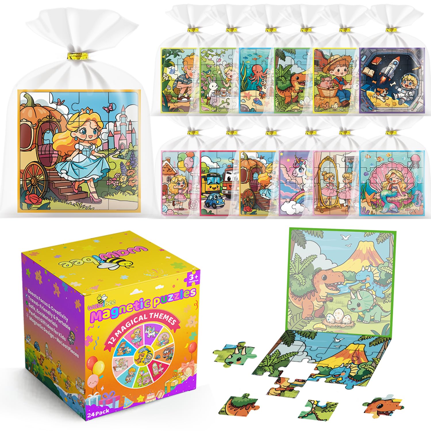 Photo 1 of 24 Pack Valentine Party Favors for Kids, Magnetic Puzzle Books Bulk for Toddlers 3-5 & Kids 4-8, Goodie Bag Stuffers, Classroom Prizes, Birthday Return Valentine’s Day Gifts, Travel Magnetic Puzzles