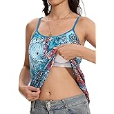Orrpally Women Button Front Tank Built in Bra Flowy Camisole Adjustable Spaghetti Strap Tank Top