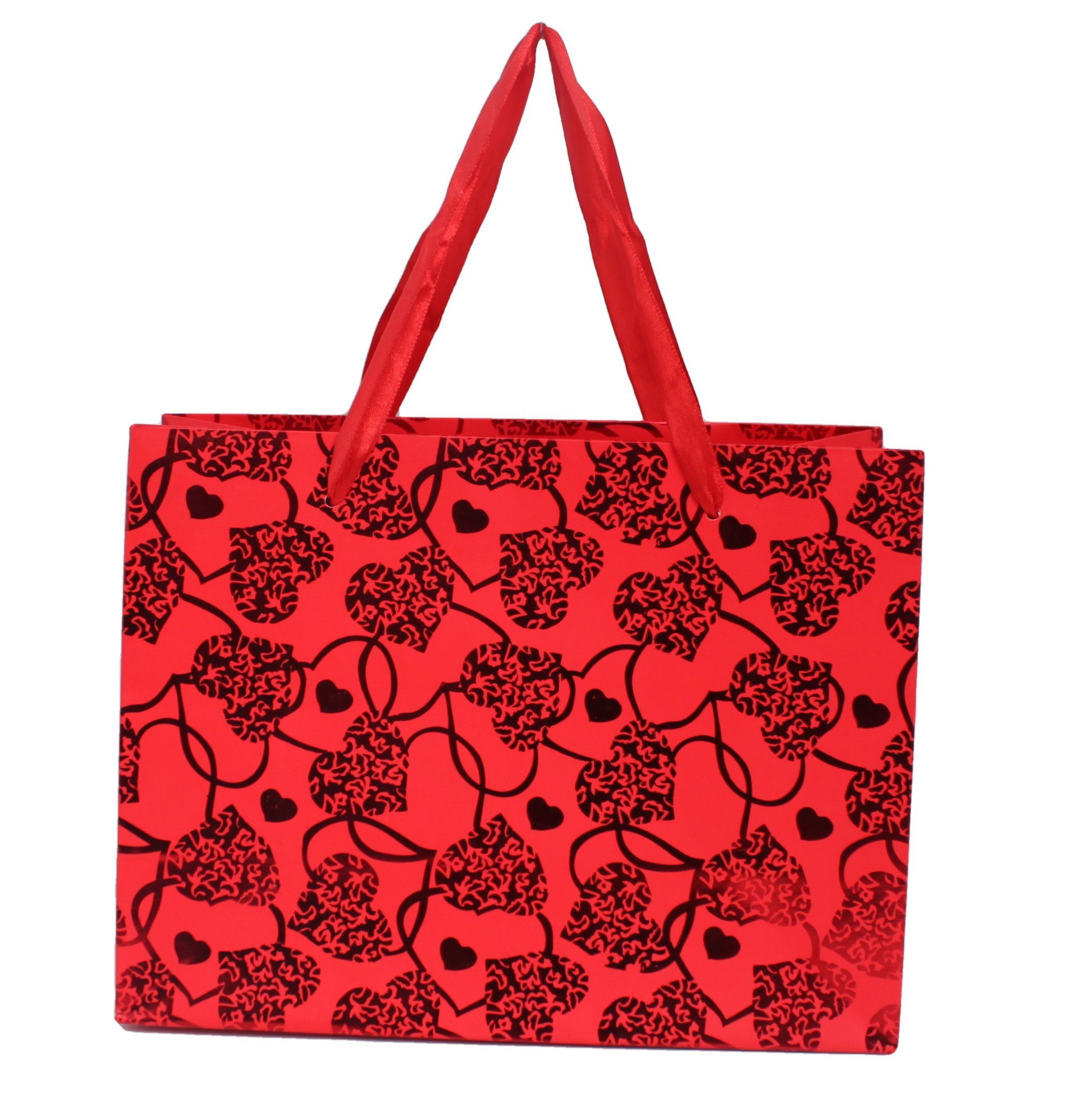 Paper Gift Carry Bags Heart Embossed 23 x 17.5 x 10 (Pack of 10