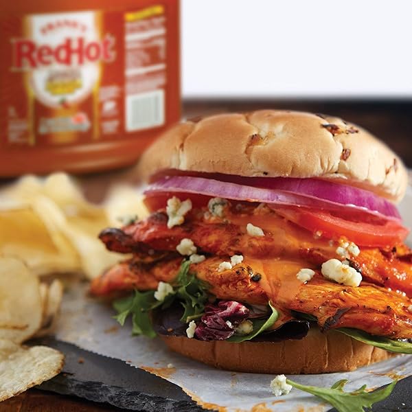 FRANK’S REDHOT BUFFALO SANDWICH SAUCE, 1 GAL – ONE GALLON JUG OF THICK BUFFALO SANDWICH HOT SAUCE, BEST FOR TOPPING SANDWICHES, BURGERS AND MORE