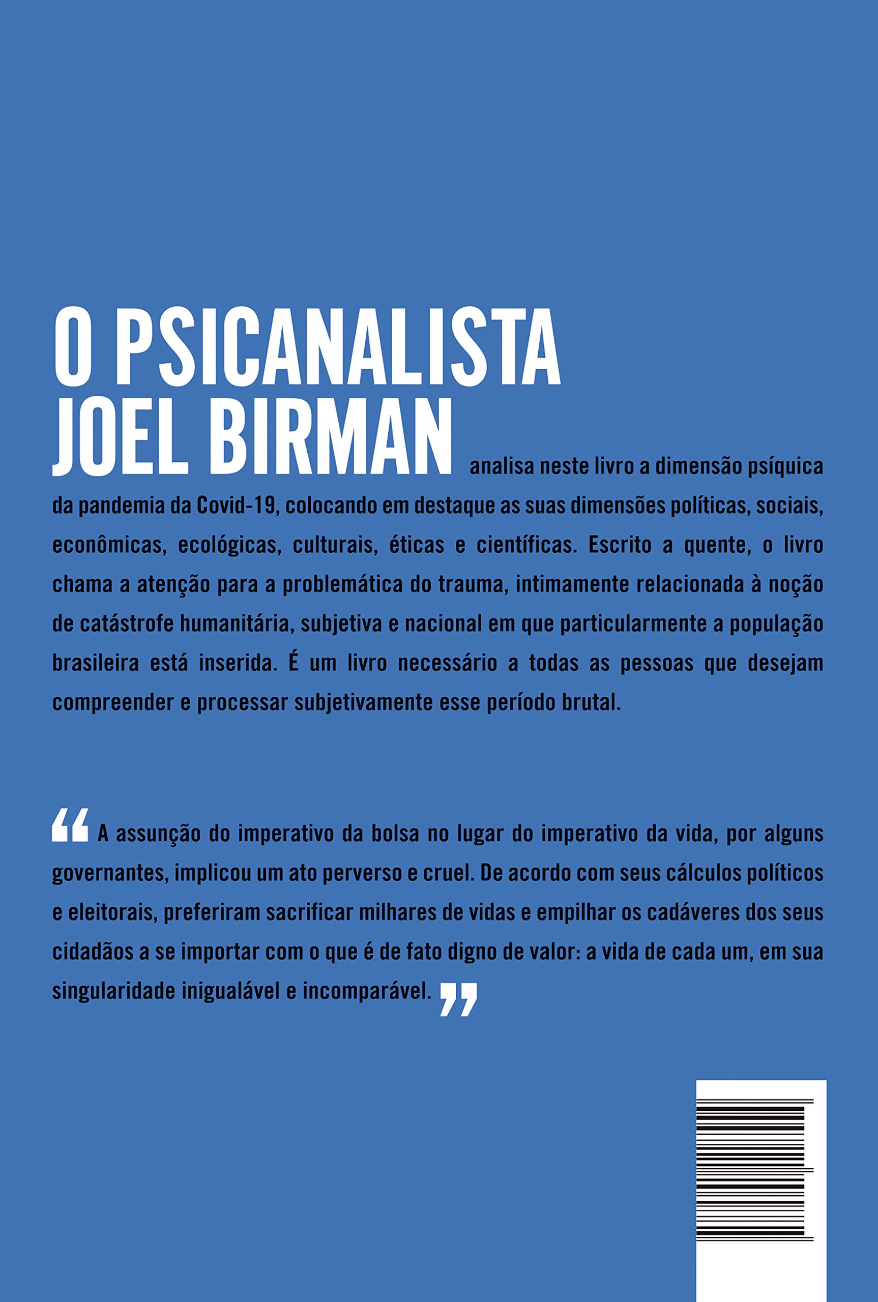 Livro 'O trauma na pandemia do Coronavíruss' por Joel Birman