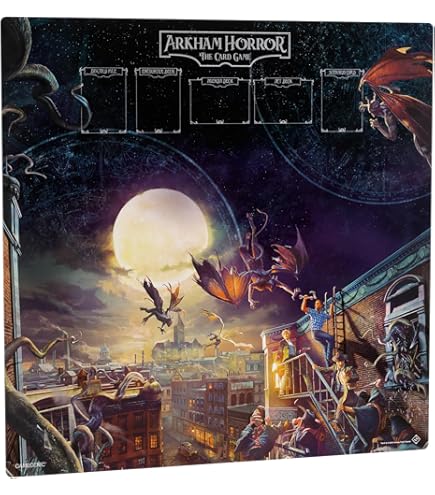 Amazon.com: Arkham Horror Card Game Player Mat – 17x11” LCG Investigator Game  Mat with Deck Zones – 5 Colors Options – Non-Slip Stitched Edges Playmat  (Red) : Toys & Games