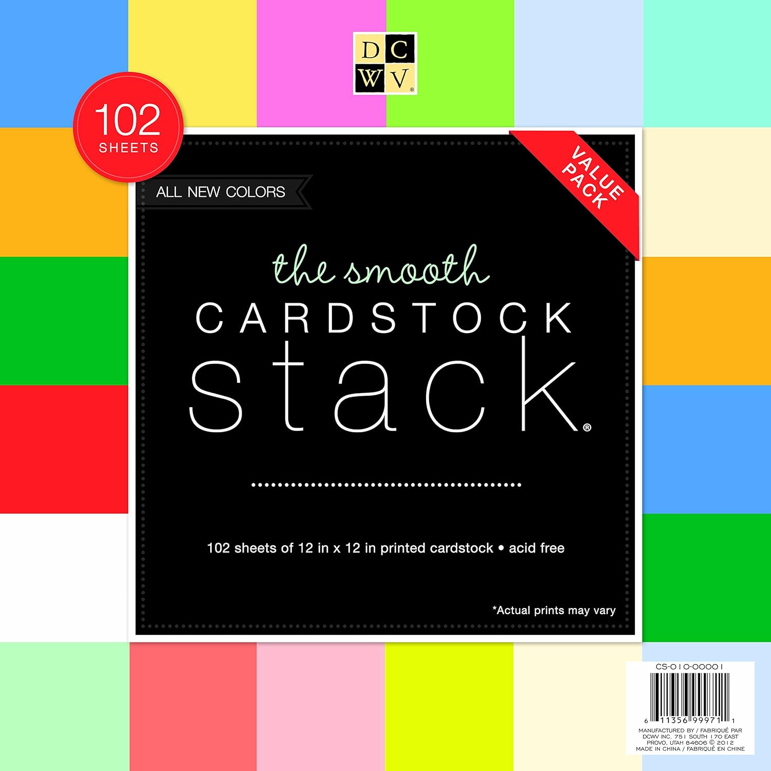DCWV Cardstock Stack, Value Pack, Assorted Solid Colors
