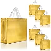 Nush Nush Set of 30 Gold Gift Bags in Bulk - Reusable Shiny Gold Gift Bags With Handles - Perfect For Small Business Use, Christmas, Birthdays, Events, Party Favors, Weddings, Holiday- 13Wx5Dx11H Size