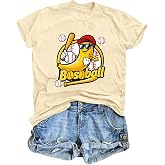 Baseball Shirts for Women Funny Baseball Fan Short Sleeve Tee Top | Crewneck Soft Fabric,Baseball Season Tshirt,Baseball Fan Graphic Tee,Sport Team Fans Short Sleeve Tee,Game Day Outfits