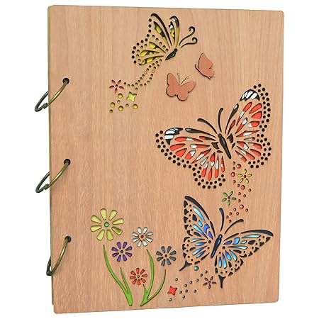 PETAFLOP Fotoalbum 13x18cm Holz Spiralbindung Einsteckalbum Hochzeit Ringbuch