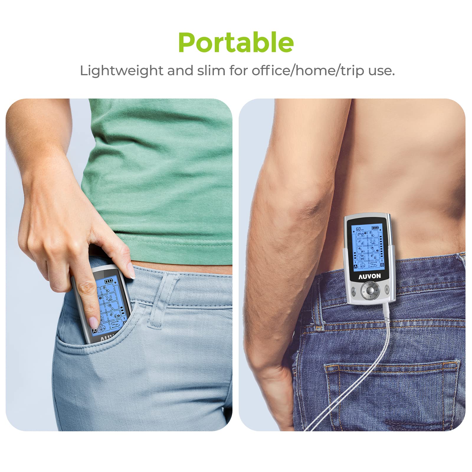 AUVON Rechargeable TENS Unit Muscle Stimulator, 24 Modes