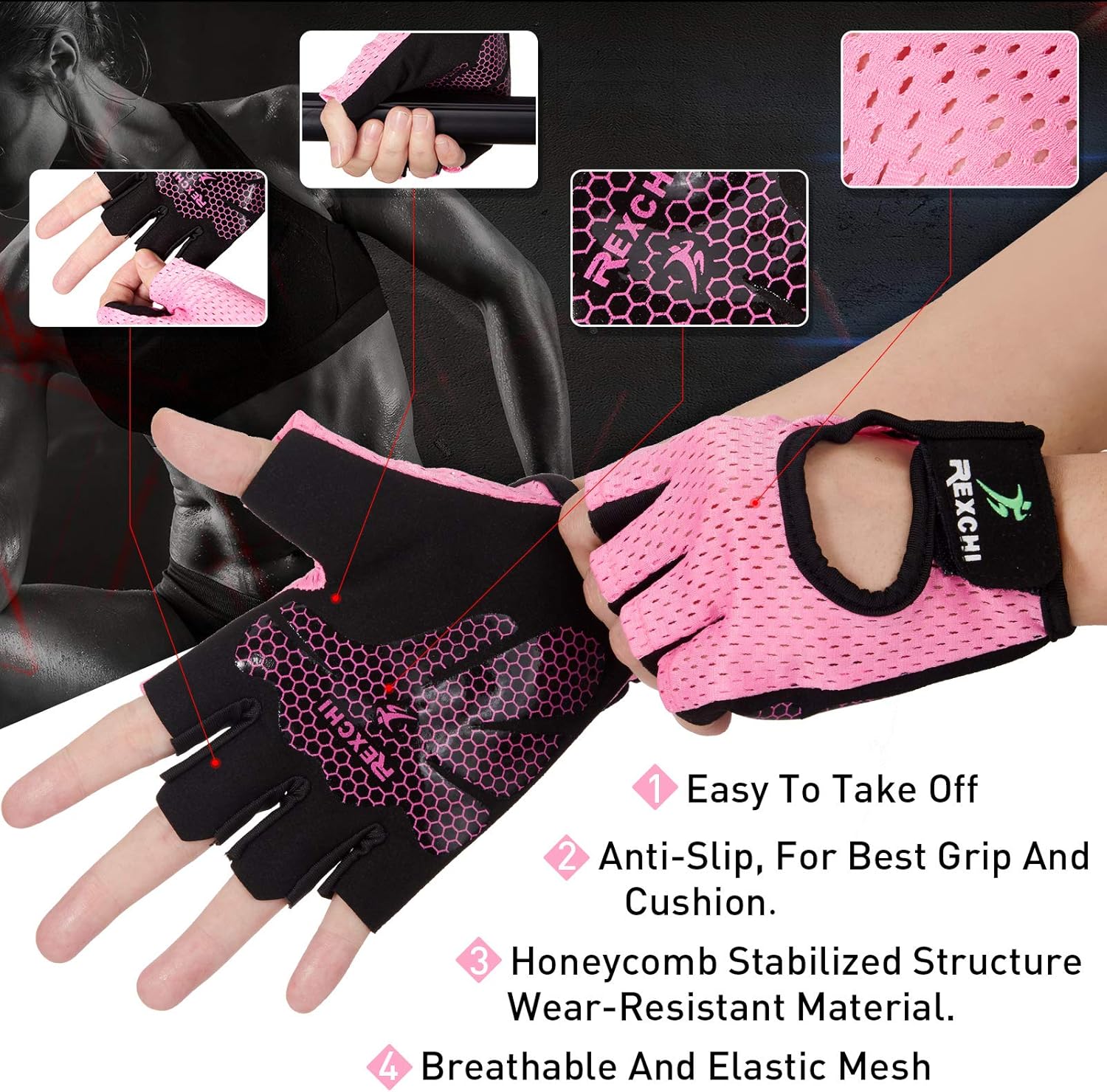 2 Pairs Workout Gloves Adjustable Weight Lifting Gloves Gym Exercise Workout Gloves Breathable Training Gloves for Men and Women Fitness, Biking, Pull up, Cycling : Sports & Outdoors
