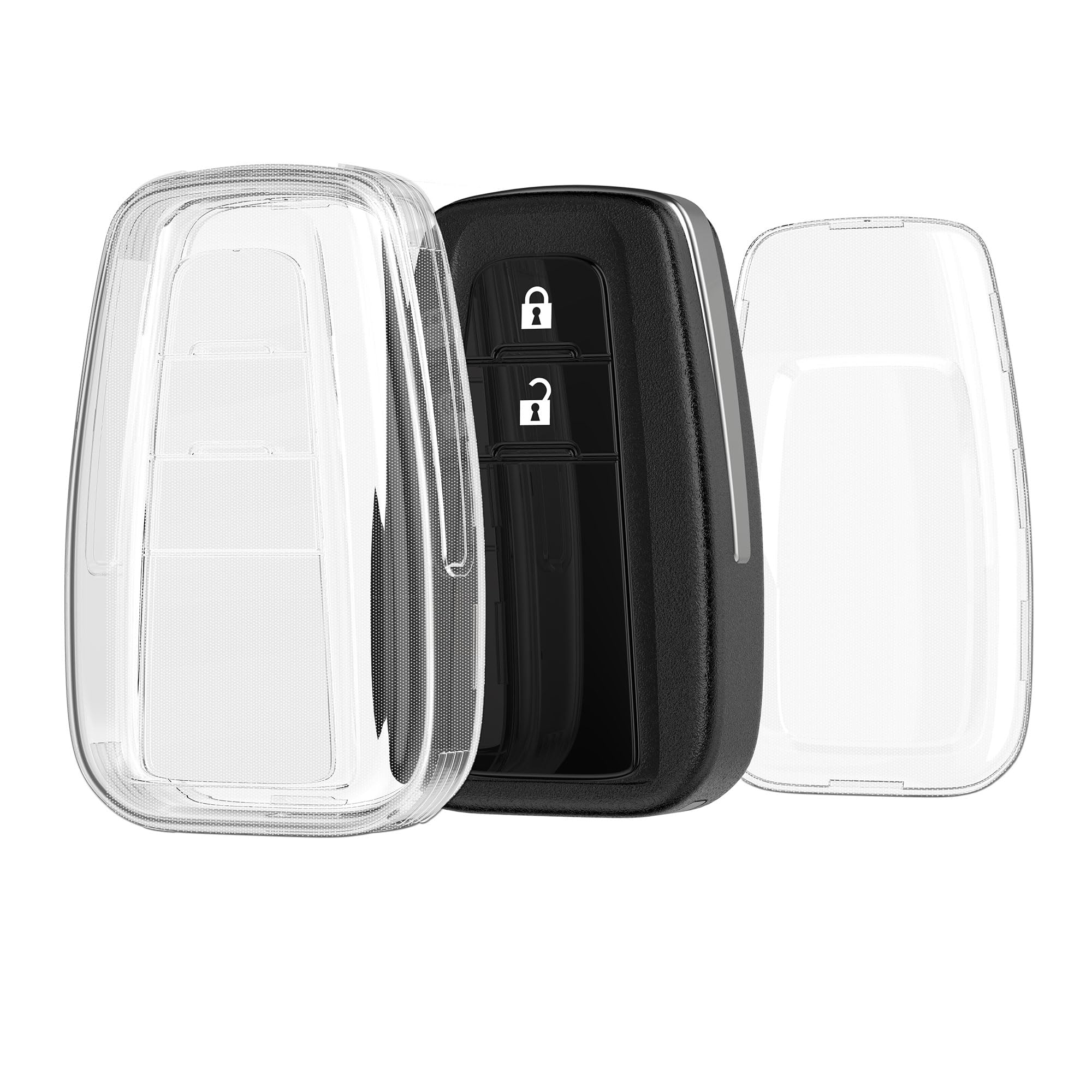 kwmobile Car Key Case - Compatible with Toyota 2 Button Smart Key - Protective TPU Shell - Transparent - Easy Installation