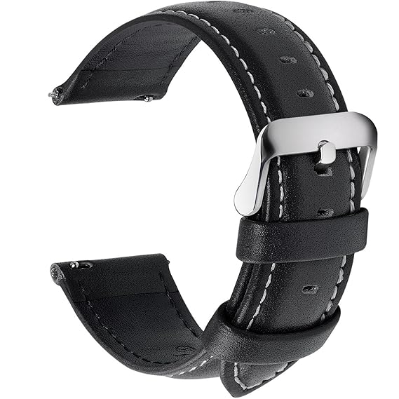 Fullmosa 12 Farben Uhrenarmband, Axus Serie Lederarmband Ersatband mit Edelstahl Metall Schließe für Herren Damen 14/16/18/19