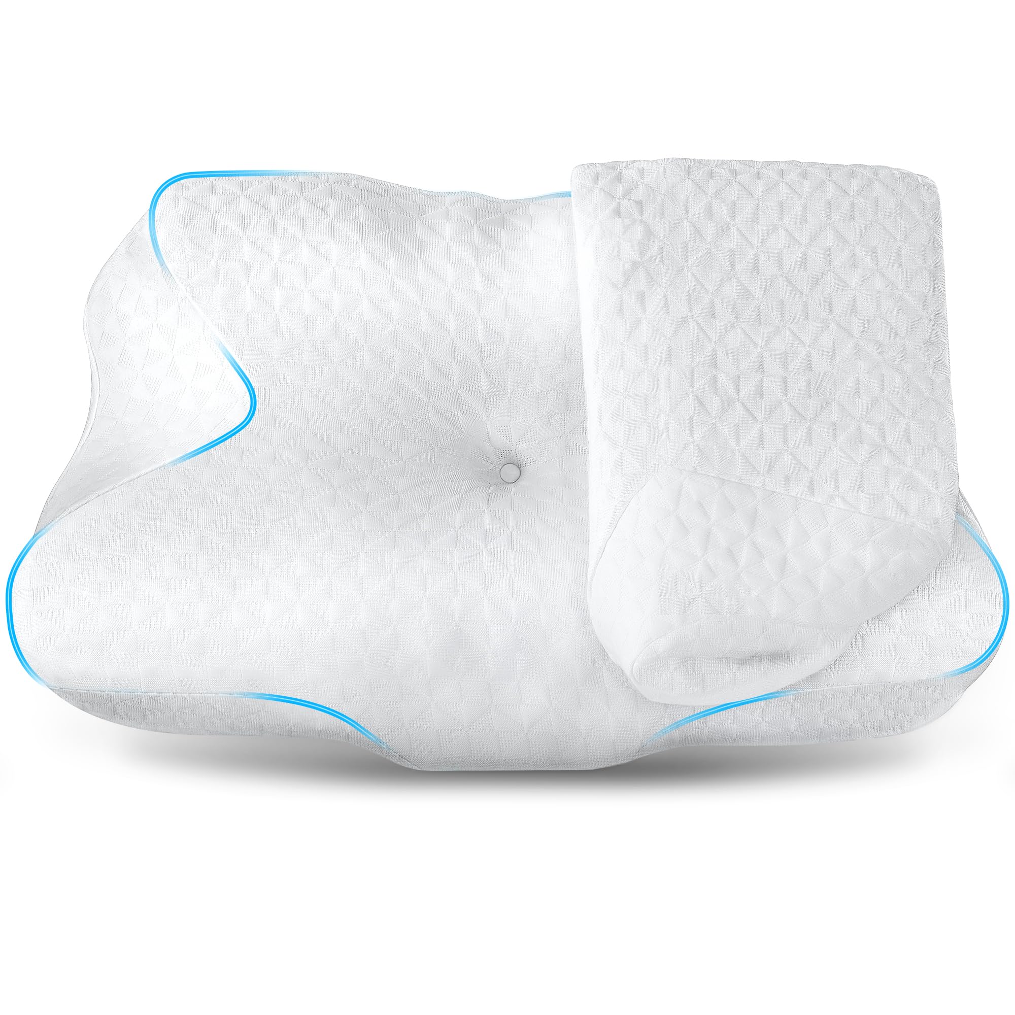 Photo 1 of * similar item*zibroges Cervical Pillowcase, Memory Foam Pillow for Neck Shoulder Pain Relief, Ergonomic Orthopedic Contoured Cooling Neck Bed Pillow for Side, Back and Stomach Sleepers (Pure White)