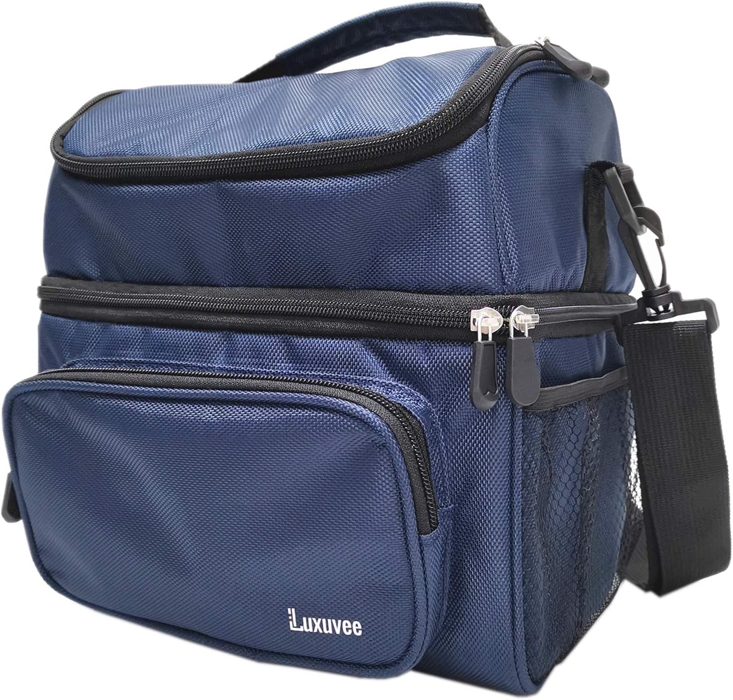 Insulated Lunch Bag for Adults, Luxuvee Cool Lunch Tote Bag with Adjustable Shoulder Strap for Women & Men, Bento Lunch Box Cooler Bag for Picnic Camping Fishing Travel Work, Large (Blue)