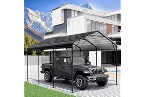 LEVELEVE 10x15 FT Heavy-Duty Metal Carport, Galvanized Steel Car Canopy with Reinforced Base Frame, Outdoor Shelter for Cars, Trucks, Boats, Tractors & RV