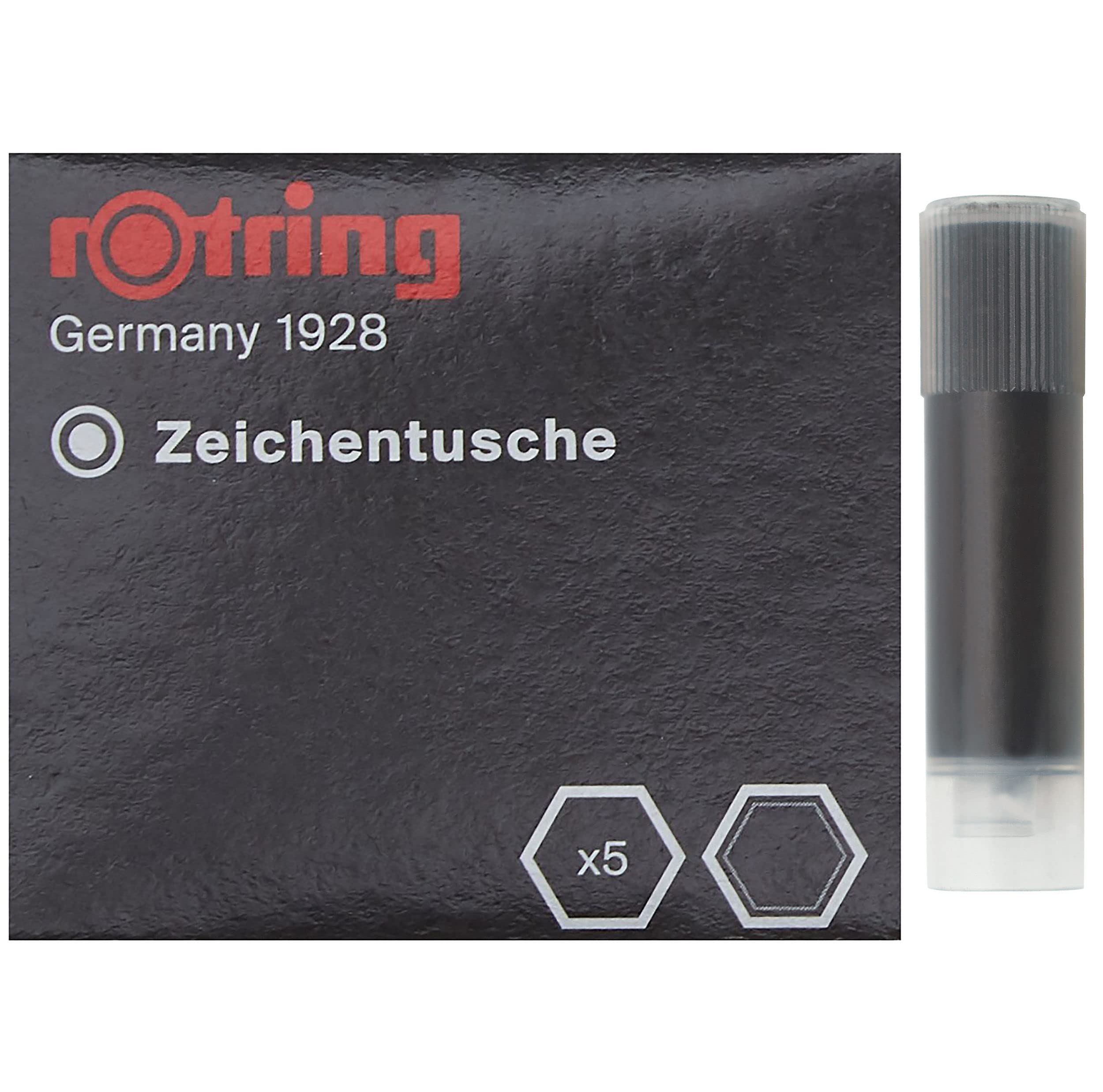 rOtring Isograph Ink Cartridges | Black Technical & Calligraphy Pen Ink | 5 Count