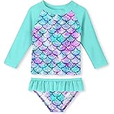 Lovekider Little Girls Swimsuits Two Pieces Swimwears Rash Guard Set Long Sleeve UPF50+ Bathing Suit for Beach 2-8T