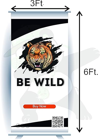Green Panda Roll Up Standee With Flex Banner For Outdoor