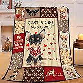 citari Just A Girl Who Loves Chihuahuas Blanket Chihuahua Decor Throw Blanket Gifts for Girls Boys Lovers Super Warm Soft Plush Lightweight Fleece Flannel Blankets for Kids Adults Men Women 50"X40"