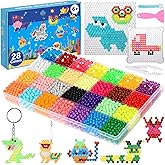 Cnyifs Fuse Beads Non-Iron Kit Melting no Iron Over 3200 Beads 28 Colors Makes Creations with No Heat Mega Bead Refill and Accessories