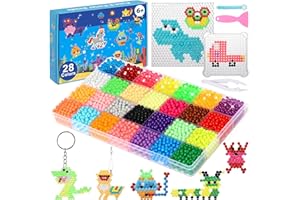 Cnyifs Fuse Beads Non-Iron Kit Melting no Iron Over 3200 Beads 28 Colors Makes Creations with No Heat Mega Bead Refill and Accessories