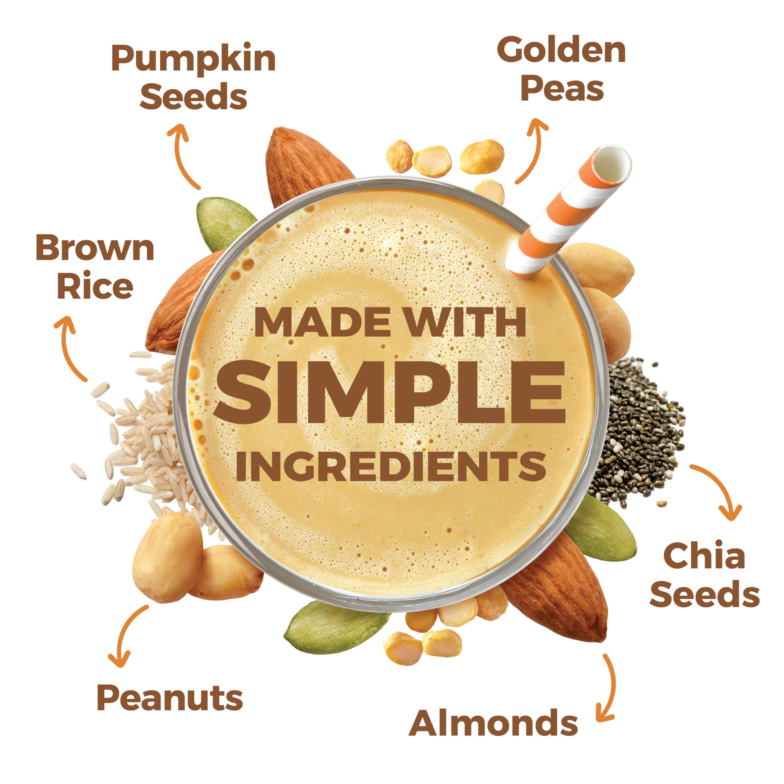 Orgain Organic Simple Vegan Protein Powder, Peanut Butter - 20g Plant Based Protein, With less Ingredients, No Artificial Sweeteners, Gluten Free, No Dairy or Lactose, 1.25 lb (Packaging May Vary)