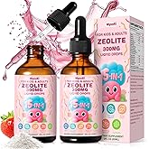 Zeolite Drops 2 Pack Detox for Kids & Adults - 300mg Clinoptilolite, 1000mcg Vitamin B12 C D3, 10 Billion CFU Prebiotics, Seaweed Calcium - Pure Body Cleanse Heavy Metal Gut Energy Bones Immune 120ml
