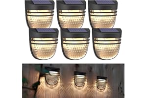 OOTDAY Solar Fence Lights Outdoor 6 Pack Deck Lights Solar Powered, Solar Wall Lights with 2 Modes, Solar Garden Fence Lights Waterproof IP65, Outdoor for Garden Post Patio Backyard Decorative
