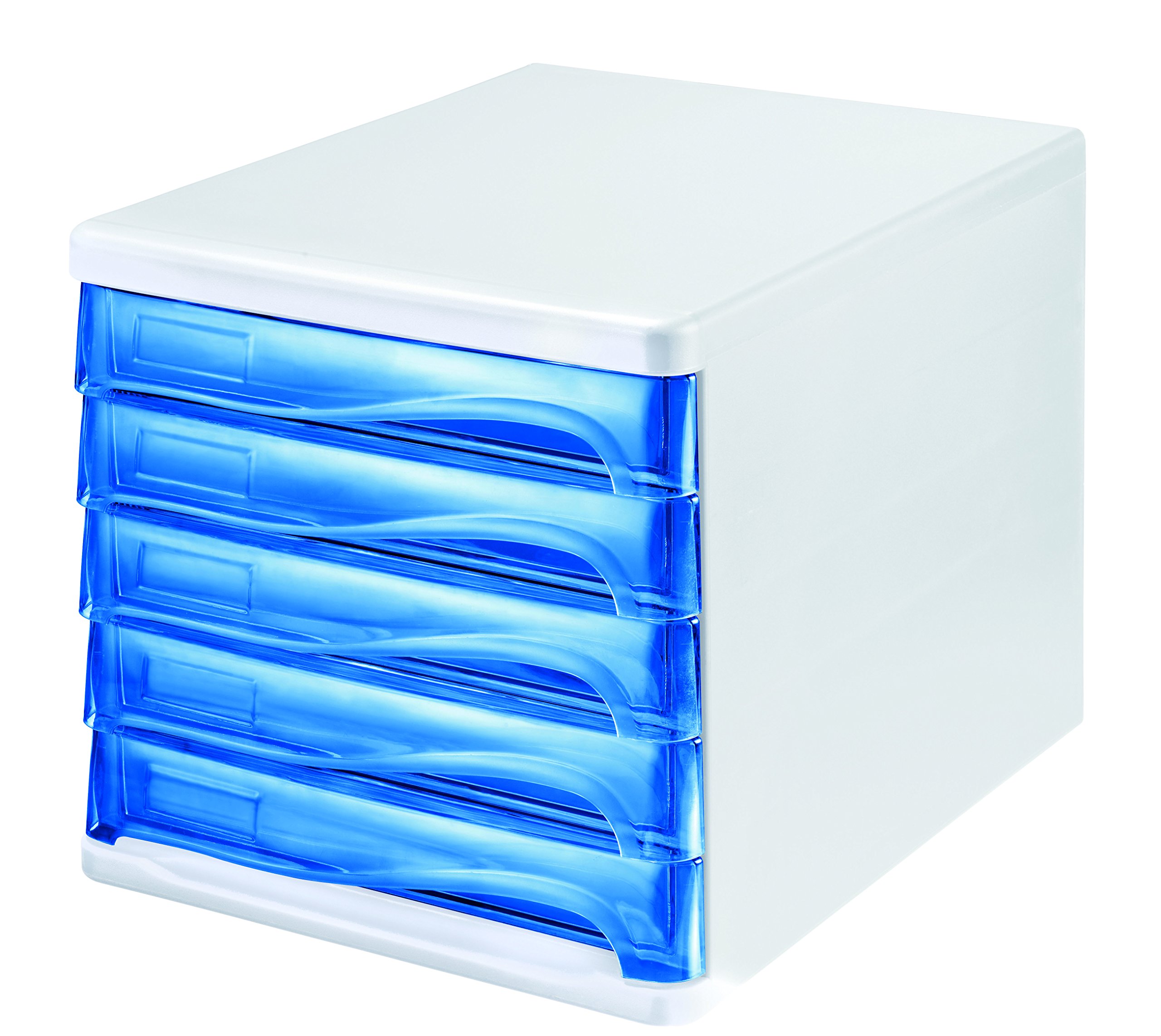 helit Economy Drawer Cabinet 5 Drawers A4 °C4 Closed Grey/Blue/Transparent