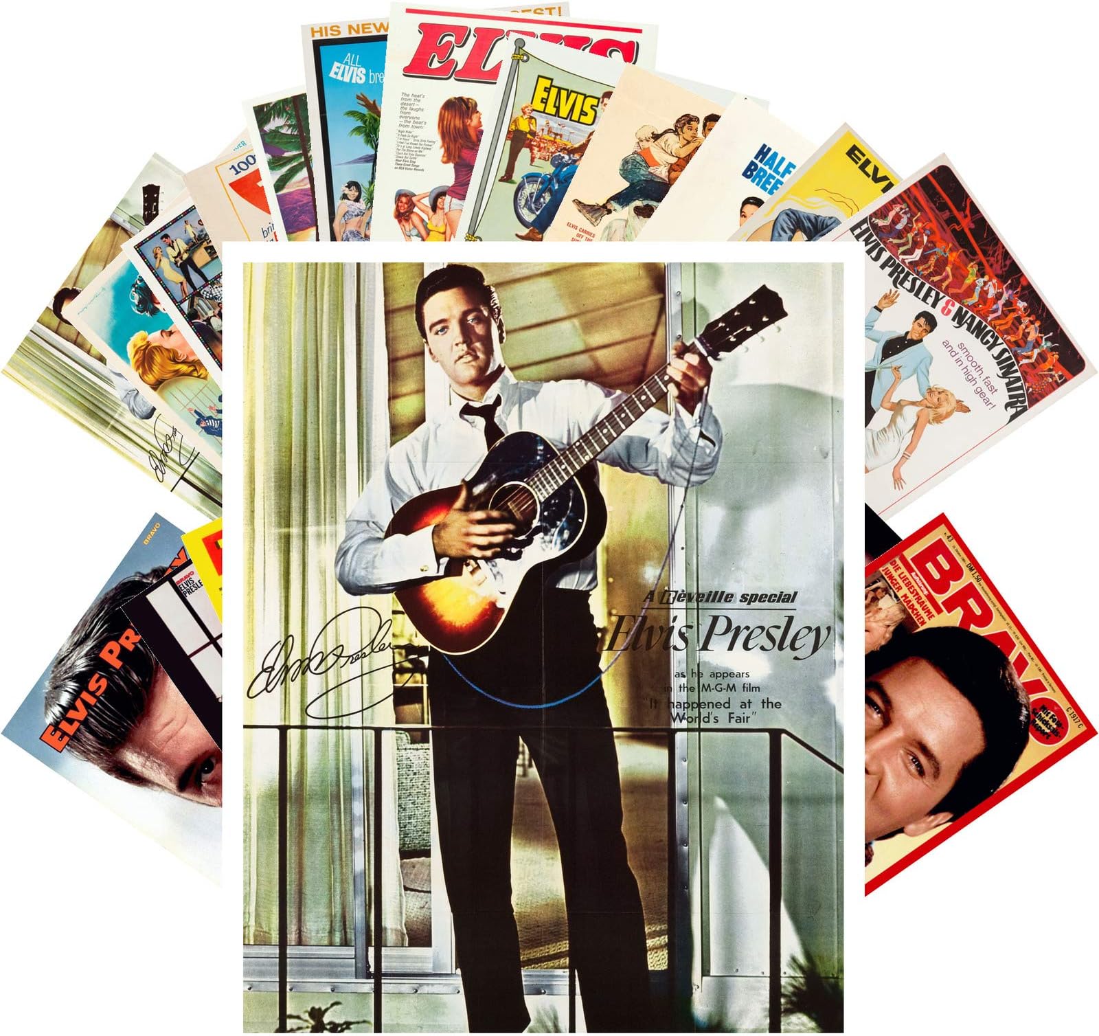 Postcard Set 24 Cards Elvis Presley Vintage Magazine Covers Movie Posters Rock n Roll Music