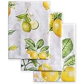 Maison d' Hermine Kitchen Towels Set of 3 100% Cotton 27.50" x 20" Reusable Cloth Tea Dish Towels Absorbent with Hanging Loop for Kitchen Easter Decorations Spring/Summer (Limoncello)