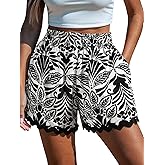CUPSHE Women's Swim Cover Up Shorts Wide Leg Casual Swimsuit Coverup Beach Shorts with Side Pockets