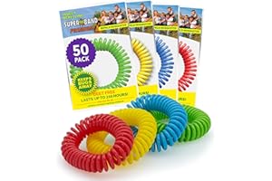 Superband Mosquito Repellent Bracelets for Adults & Kids - Pack of 50 - Long Lasting, Natural Bug and Insect Repellent Bracelet - Waterproof, Individually Wrapped, Deet-Free Bands - Neon
