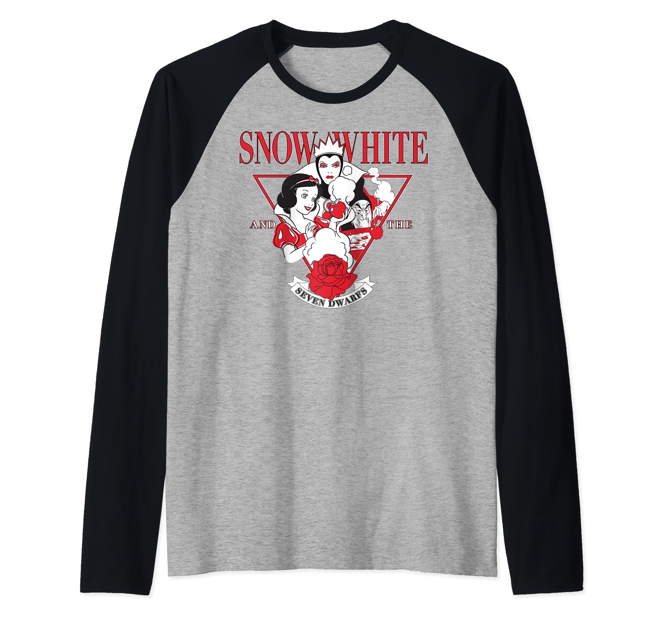 Disney Snow White Evil Queen Edgy Rose Raglan Baseball Tee
