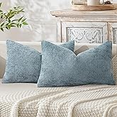 MIULEE Pack of 2 Lumbar Couch Throw Pillow Covers 20x12 Inch Coastal Smoke Blue Modern Boho Accent Decorative Pillow Covers Soft Chenille Farmhouse Cushion Covers for Home Decor Bed Sofa Living Room