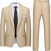 WULFUL Men's 2 Piece Suits Slim Fit Two Button Blazer Jacket Pants Set for Party,Wedding and Business