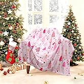 Pink Christmas Tree Flannel Soft Warm Cozy Blanket for Sofa and Chair 50x60inch,Christmas Decor Stuff Accessories
