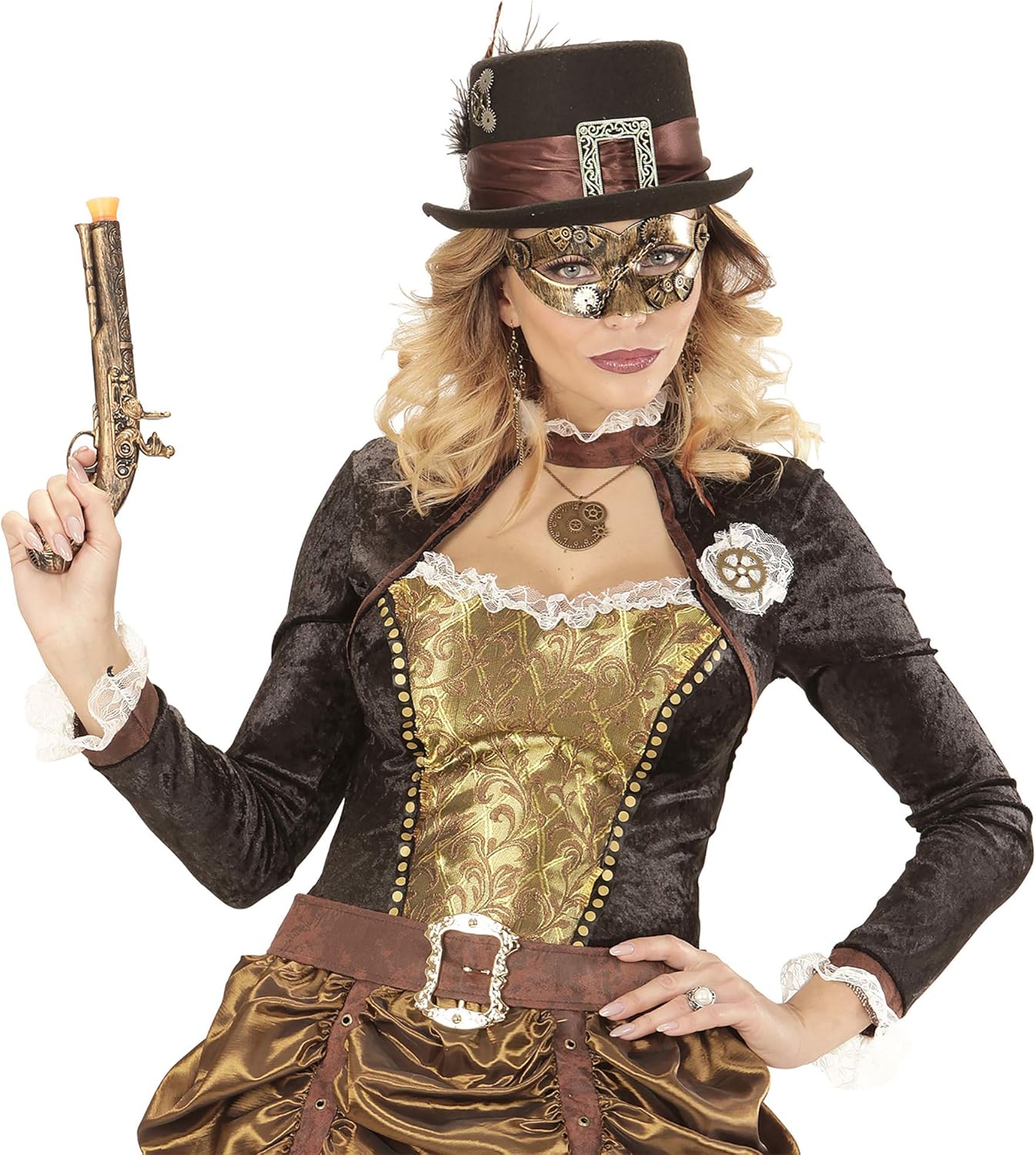 Widmann Steampunk Eyemask Victorian Era Mask Fancy Dress Costume Outfit Accessory, Bronze - Image 4
