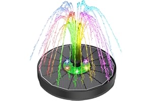 Yzert Solar Fountain with LED Lights Green Flower, 3.5W Glass Solar Bird Bath Fountains Pump with 2200 mAh Battery, Solar Water Fountain for Bird Bath, Garden, Outdoor, Pond -Black Panel Colorful