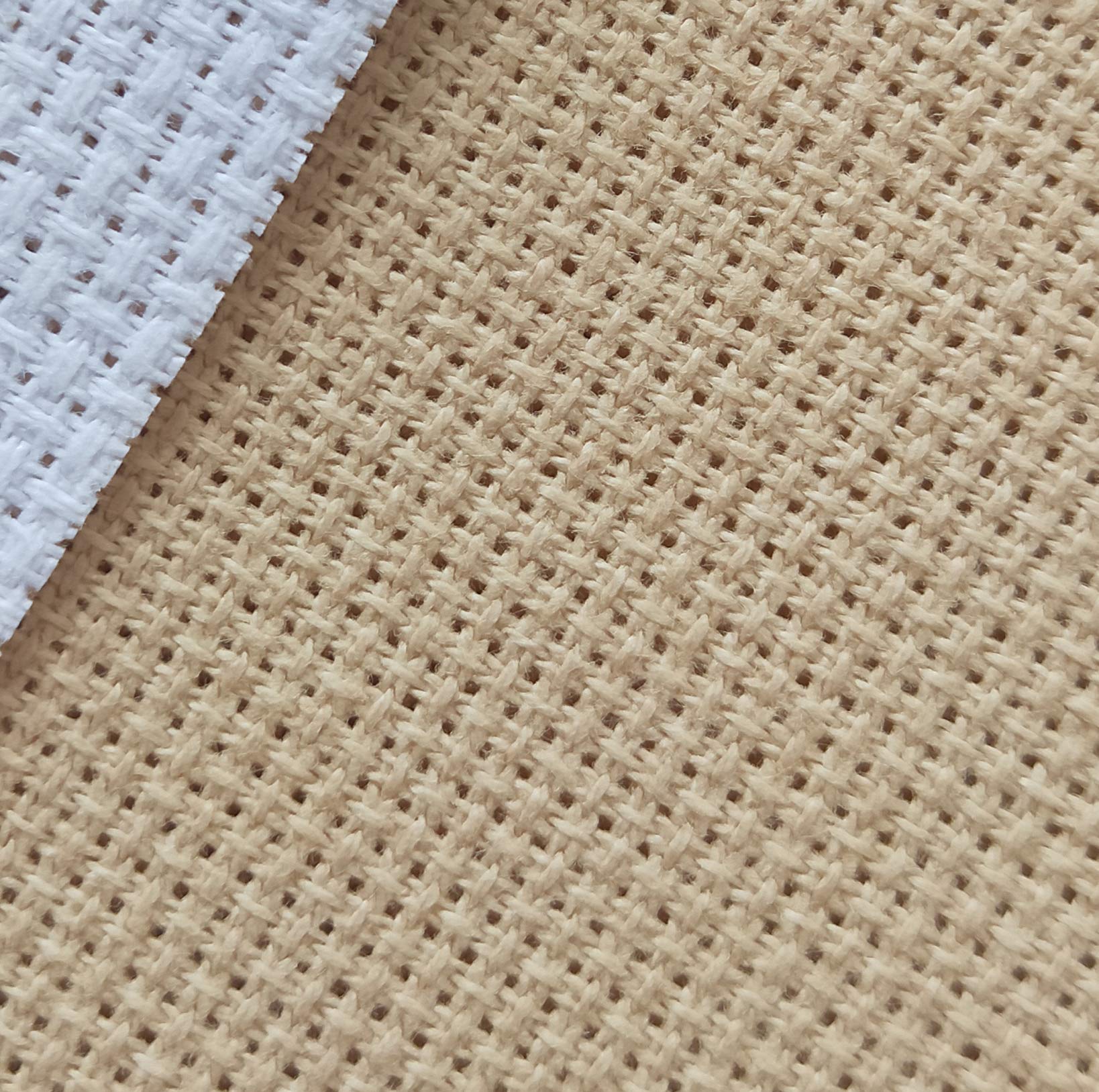 19" x 28" 18CT Counted Cotton Aida Cloth Cross Stitch Fabric (Khaki)