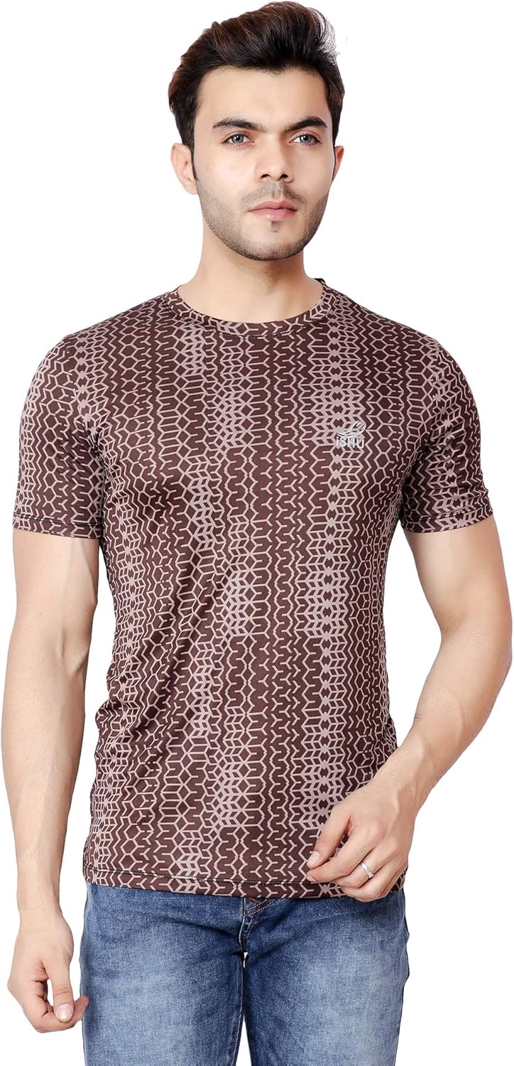 Buy ISHU Brown Nylon Casual Designer TShirt for Men Summer