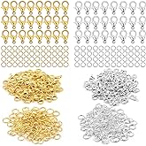 320 Pcs Lobster Claw Clasps, Jewelry Finding Kits with Open Jump Rings Set, Silver & Gold Bracelet Necklace Clasps for DIY Je