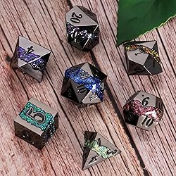 Maywin D&D Dice Set Metal,Large Striped Glitter