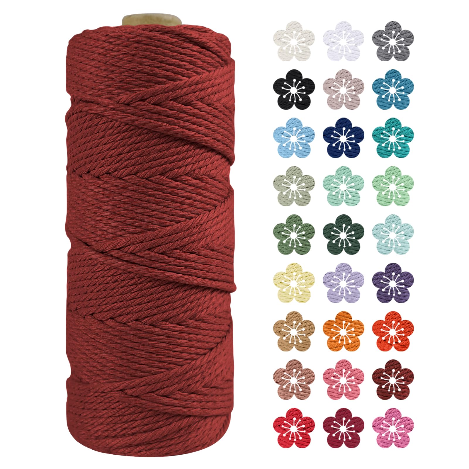 LEREATI Macrame Cord 2mm x 100m, Thick Macrame Rope Natural Cotton Rope Craft String, 3 Strand Twisted Cotton Cord Yarn for DIY Plant Hanger, Wall Hanging, Christmas Decoration (Coral red) — image 1