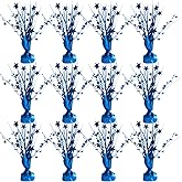 Egolot 12 Pack Metallic Blue Foil Spray Centerpieces Stars Brust Table Centerpieces for Wedding Birthday Anniversary Holiday Party Decor, Metallic Star Balloon Wights for Party, Table Decor for Party