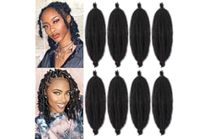 XTREND 16 Inch Pre-Separated Springy Afro Twist Hair 8 Packs Spring Twist Hair For Distressed Soft Locs Natural Black Marley Twist Crochet Braiding Hair Synthetic Hair Extensions (8 Strands/Pack,1B#)