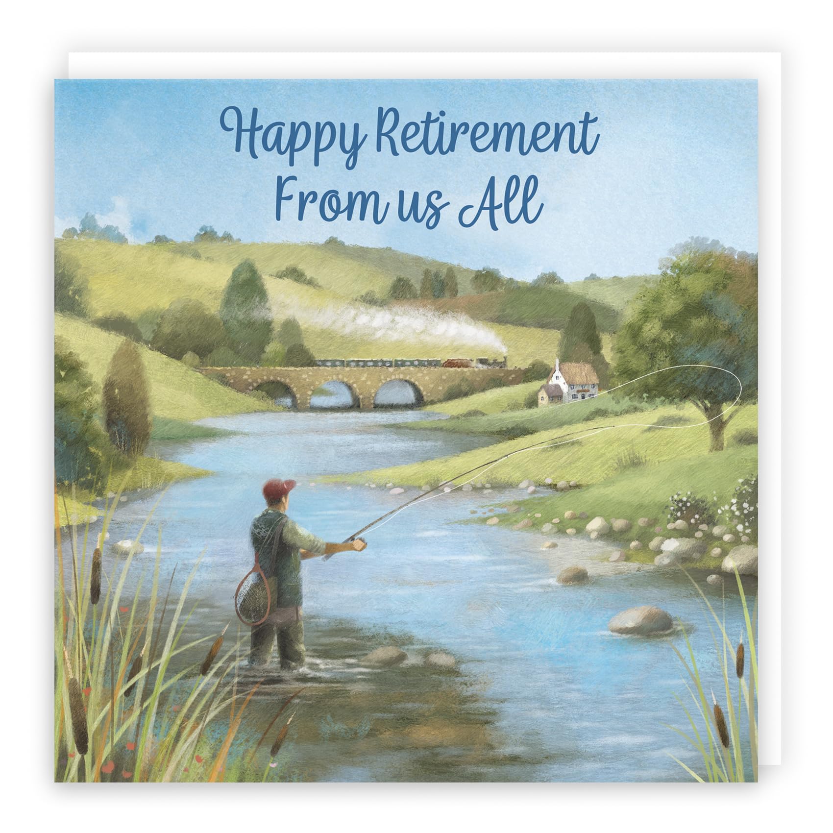 Hunts England - Fly Fishing Fun Retirement Card From Us All - Milo's Gallery - Sport Retirement Card - Retiring Card For Fishing Lovers, Men, Friend, Employee, Colleague, Boss, Manager