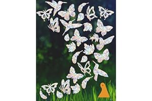 36 Pieces Window Decals for Bird Strikes, Window Clings Prevent Birds from Hitting Windows Suncatcher Stickers（Bird, Butterfl
